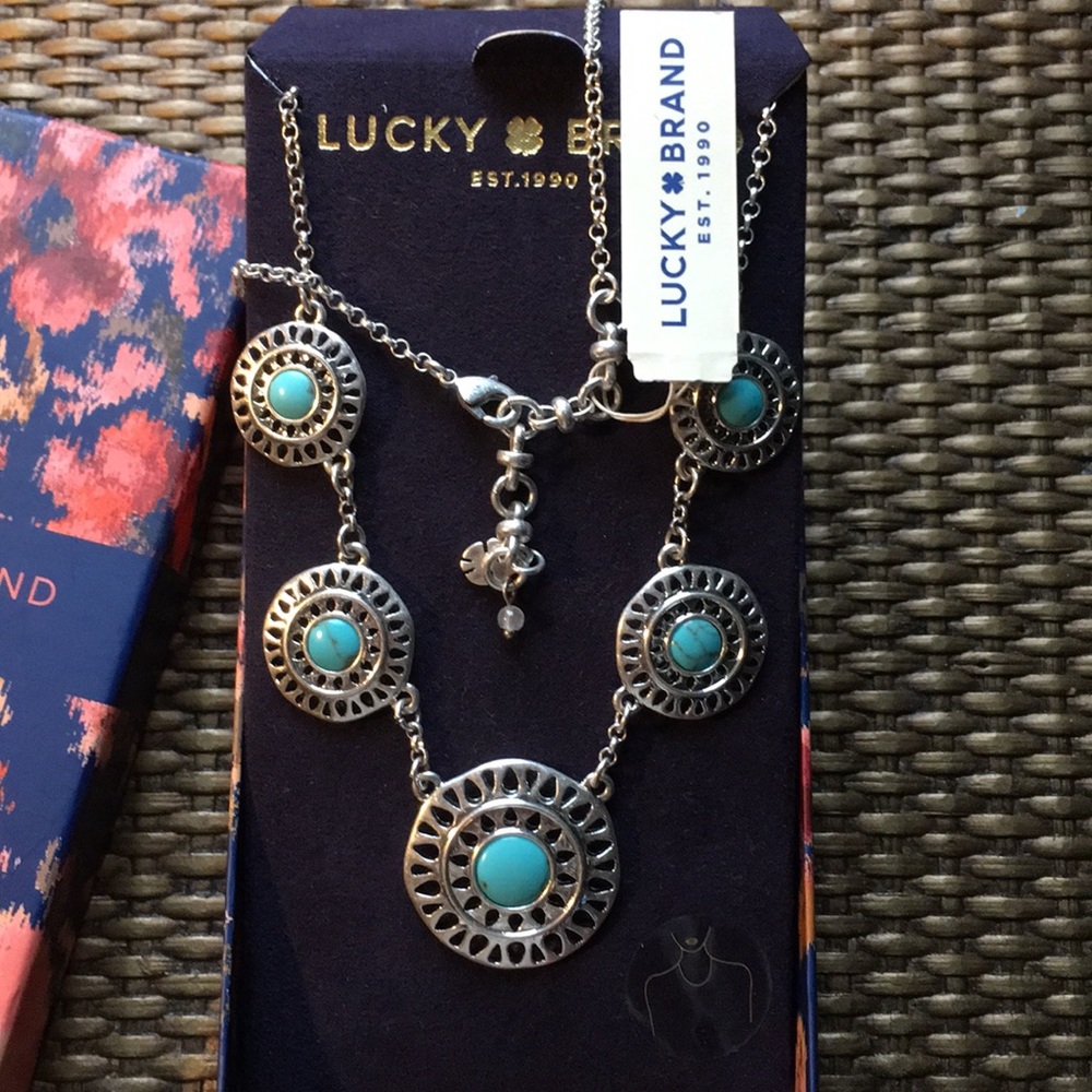 🍀Lucky Brand semi prec turquoise/silver necklace - Picture 4 of 8
